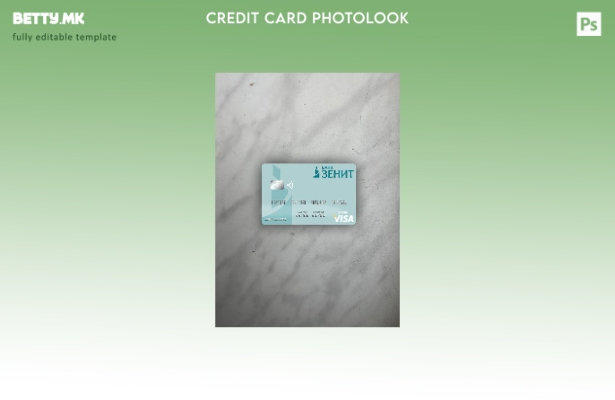 модерен стил Руската банка ZENIT виза дебитна картичка photolook преден шаблон